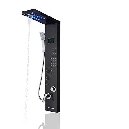 LED Light Shower Panel Tower Rainfall Waterfall Shower Head with Jets Body System Jet