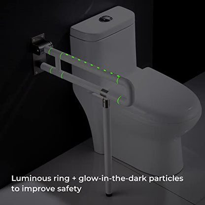 Modunful Upgraded Handicap Grab Bar for Bathroom, Flip Up Toilet Hand Rail for Elderly, Disabled, Pregnant, 23.6 Inch, White, Textured Finish, Stainless Steel - color: S-2910.White