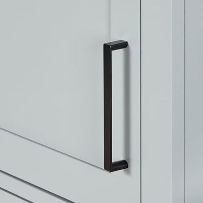 ARIEL Hepburn Bathroom Storage Cabinet - Solid Hevea Wood and Fully Assembled for Long-Lasting Durability and Sophisticated Finish, Freestanding Linen Bathroom Cabinet - 65”H x 20”W x 16”D, Grey - color: Grey, style: Hepburn