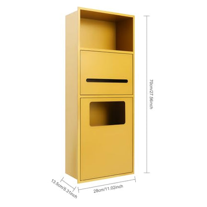 Gold Recessed Toilet Paper Holder, Shower Niche 304 Stainless Steel Bathroom Trash Can Holder Cabinets, Wall-Inserted Niche Recessed Large Capacity 44Lbs for Bathroom Storage(11.02 x 5.31 x 27.56 in) - color: Gold