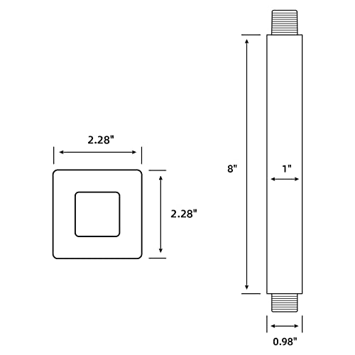 8 Inch Matte Black Square Ceiling Mount Shower Arm and Flange ﻿ | Stainless Steel Rain Straight Shower Head Extension Pipe - color: Matte Black, style: 8 Inches
