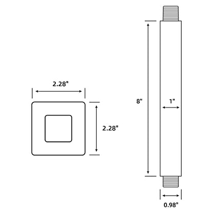 8 Inch Matte Black Square Ceiling Mount Shower Arm and Flange ﻿ | Stainless Steel Rain Straight Shower Head Extension Pipe - color: Matte Black, style: 8 Inches