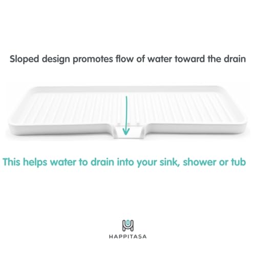 Silicone Soap Dish Tray and Sponge Holder with Drain Chute, Rectangular, Kitchen and Bathroom Sink Organizer (White, 12"x4") - color: White, size: (LG) 12"x4"