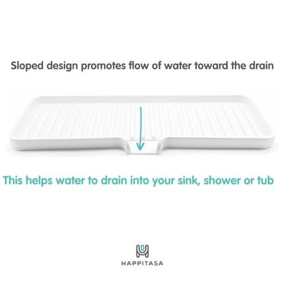 Silicone Soap Dish Tray and Sponge Holder with Drain Chute, Rectangular, Kitchen and Bathroom Sink Organizer (White, 12"x4") - color: White, size: (LG) 12"x4"