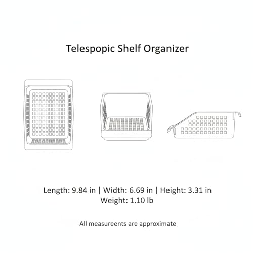 Adjustable Telescopic Cabinet Shelf, Tool-Free Under Sink Organizer Rack, Carbon Steel and PP Plastic Storage Solution for Kitchen and Bathroom - size: 9.84 x 6.69 x 3.31 in