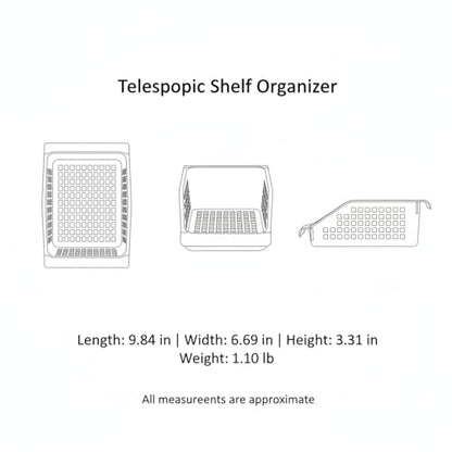 Adjustable Telescopic Cabinet Shelf, Tool-Free Under Sink Organizer Rack, Carbon Steel and PP Plastic Storage Solution for Kitchen and Bathroom - size: 9.84 x 6.69 x 3.31 in