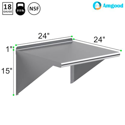 AmGood 24 in. x 24 in. Stainless Steel Wall Shelf | NSF | Metal Shelving | Garage, Laundry, Storage, Utility Room | Restaurant, Commercial Kitchen - size: 24 in. x 24 in.