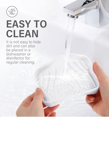 2PCS Self Draining Soap Holder,Silicone Soap Dish,Suitable for Kitchen,Bathroom,Shower,Bath Tub,Soap Container（White） - color: White