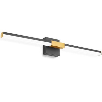 SOLFART Bathroom Lighting Fixtures Over Mirror: 32-Inch Black and Gold Dimmable Built-in Step Dimming Vanity Light ETL IP44 - color: Black Gold-6000K, 5-Step Brightness Control, size: 32 inch
