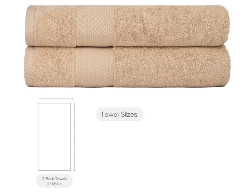 BAGNO MILANO Turkish Towels Hotel-Spa Towel Set, 100% Turkish Cotton | Ultra Soft Plush Absorbent Towels Set (Latte, Bath Towel Set of 2) - color: Latte, size: Bath Towel Set of 2