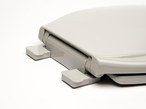 2Q1R6-81 Deluxe Slow Close Plastic Toilet Seat with Vari-Adjust Lok-Down R'N'C Hinge and Quik-Lok Mounting Hardware, Round, Ice Gray - color: Ice Gray, style: Round