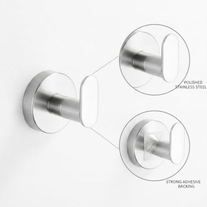 Wall Hook Stainless Steel Adhesive Mount for Bathroom Tile and Glass, Drill-Free Holder for Wet Towels and Robes (1 Piece) - size: 1.93 x 1.97 x 1.61 in