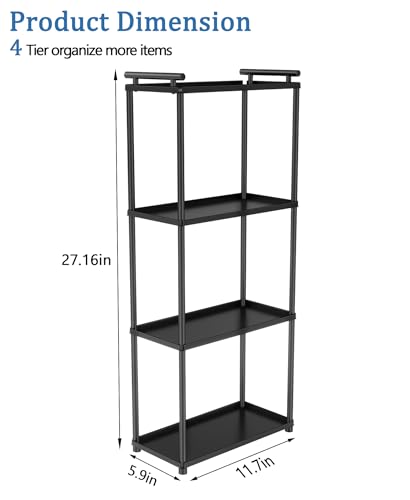 VOTZAAQ Matte Black 4 Tier Bathroom Organizer Countertop, Stainless Steel Perfume Tray and Vanity Countertop Shelf, Makeup Skin Care Bathroom Organizers and Storage for Dresser, Kitchen - style: 4Tiers