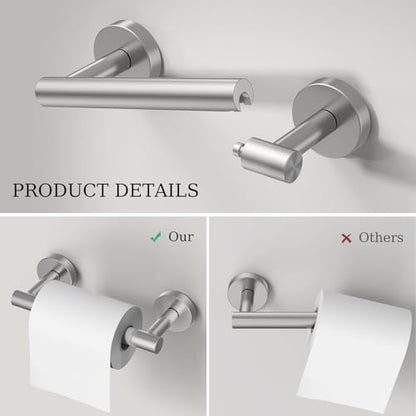 Toilet Paper Holder & Towel Holder, Bathroom Hardware Set-SUS304 Stainless Steel Double Post Pivoting Tissue Roll Holder and Hand Towel Ring Set for Bathroom, RV, Brushed Nickel - color: Brushed Nickel