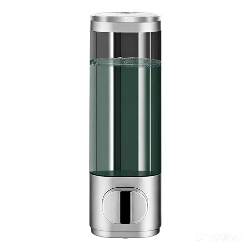 10oz/300ml Single Manual Wall Mounted Soap Dispenser, Silver | Bathroom Shampoo and Conditioner Dispenser, Clear Plastic Refillable Liquid Lotion Pump Dispenser and Organizer - color: Silver