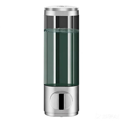 10oz/300ml Single Manual Wall Mounted Soap Dispenser, Silver | Bathroom Shampoo and Conditioner Dispenser, Clear Plastic Refillable Liquid Lotion Pump Dispenser and Organizer - color: Silver