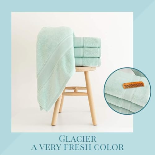 Luzia 8 Piece Bathroom Towel Set - 100% Turkish Cotton, Premium Quality - 2 Bath Towels 2 Hand Towels and 4 Washcloths - Glacier Green - color: Glacier Green
