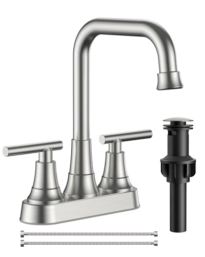 FORIOUS 2 Hole Brushed Nickel Centerset Bathroom Faucet 4 Inch for Rv Sink | 8 Inch Widespread Bathroom Faucet 3 hole Vanity and 4 Inch Bathroom Faucet Centerset 2 Hole for B2B Commercial, Spare Aerator - color: Stainless Steel, style: Contemporary