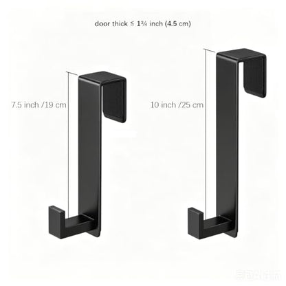 WUIVIUT Extended Over Door Hooks, Heavy-Duty Coat Rack for Hanging, Metal No Drill Hook for Door (L Shape 2 Pack, Fits 1-3/4'' Thick) - size: Extended, L Shape 2 Pack, Black