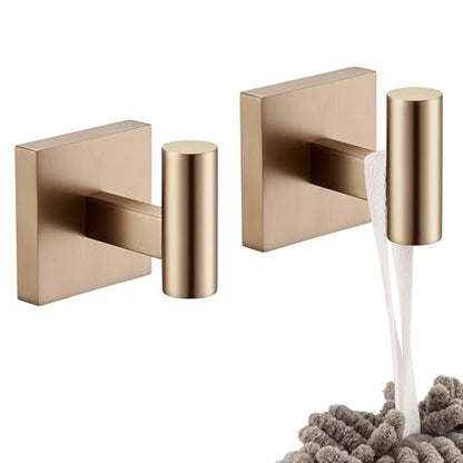 KOKOSIRI Robe Hooks for Bathrooms Towel Hook, Wall Mounted Coat Hooks Bathroom Hardware 2 Pack Champagne Bronze Stainless Steel B1013CPG-P2 - color: Champagne Bronze, size: 2 Pack
