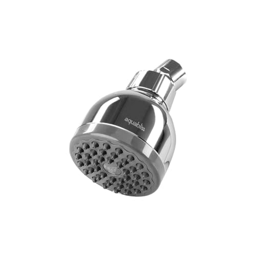 Aquabliss TurboSpa High-Pressure Shower Head - Chrome | 3-inch high-pressure shower head with 42-nozzle wide spray and flow restrictor. Twist-on install, no tools needed.