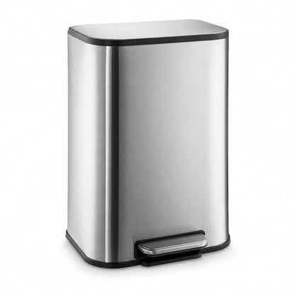 GarveeHome 3.2 Gal Stainless Steel Bathroom Trash Can with Lid, Silver | Rectangular Small Step Waste Bin, Hands-Free Foot Pedal, Removable Inner Bucket, Quiet Close, for Bedroom Restroom - color: Stainless Steel, size: 12 L