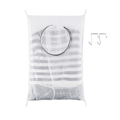 Hanging Breathable Nylon Laundry Bag with Round Zipper Opening, Mesh Design, Durable Tear-Resistant Material, Space-Saving Storage Solution for Bathroom, Dorm, and Home Use