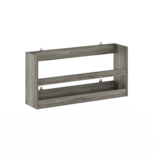 Rectangular Wall Shelf with Guard Rail, Wall Mounted Shelves, Floating Shelf, Floating Shelves for Wall, for Home Office, Bedroom, Bathroom, Living Room, French Oak - color: French Oak