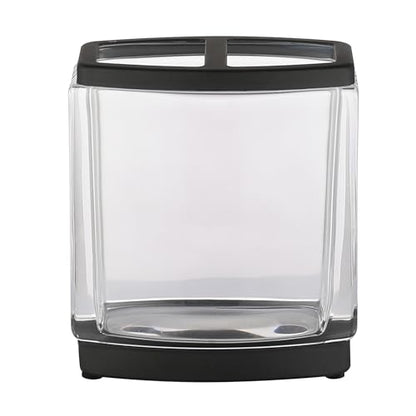 H Halston Heavy Weight Glass Toothbrush Holder, Organizer for Bathroom, Kitchen, Office, Home Storage - color: Black 4