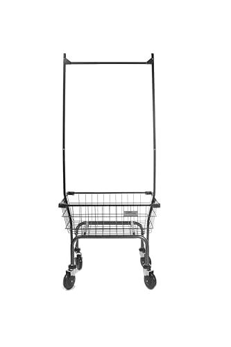 Heavy Duty Uhandle Laundry Cart with 5" Wheel (Charcoal Grey Pole Rack) - color: Charcoal Grey Pole Rack