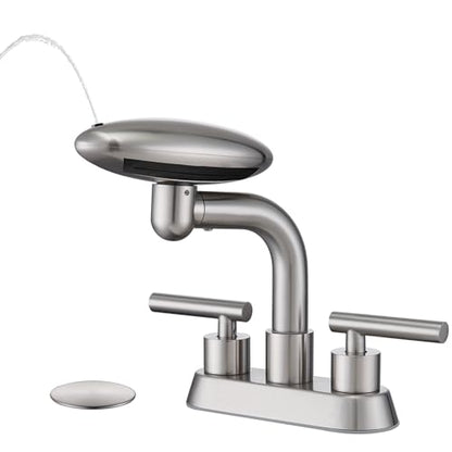 Bathroom Sink Faucet, 4-Inch Centerset,Brushed Nickel Bathroom Faucet | 4 Modes Waterfall Bathroom Faucet,2 Handle with 360° Swivel Spout,withPop Up Drain, 4inch Bathroom Faucet - color: brushed nickle