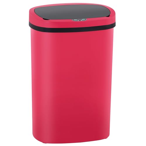 PayLessHere | 13 Gallon Plastic Trash Can | Red | Automatic Touchless Lid with Motion Sensor | Kitchen Garbage Can with Waterproof Design | for Home, Office, Bathroom | Pack of 1 - color: Red