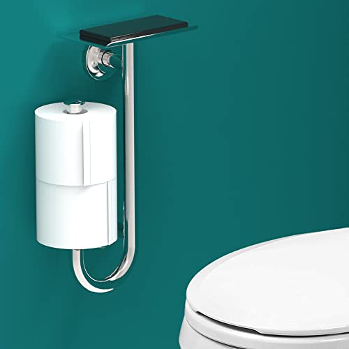 3-in-1 Stainless Steel Double Toilet Paper Holder with Heavy Duty Grab Bar and Top Shelf for Wet Wipes, Napkins, Phone, Pad. (Brushed Nickel, Right-Hand) - color: Brushed Nickel, size: Right-Hand
