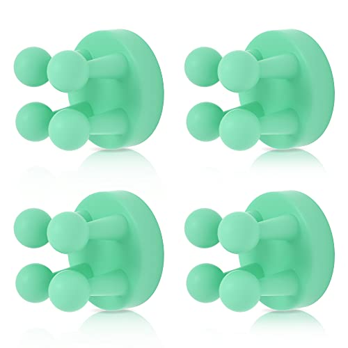4 pcs Silicone Toothbrush Holder Multi-Function Hook Waterproof self Adhesive Single Toothbrush Hook Plug Holder for Wall for Hanging Bathroom Kitchen Living Room Office - color: Green