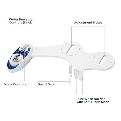 LUXE Bidet NEO 185 - Bidet Attachment for Toilet Seat, Blue | Non-Electric, Dual Nozzle, Self-Cleaning, Adjustable Water Pressure, Rear & Feminine Wash - color: Blue