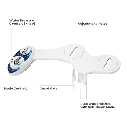 LUXE Bidet NEO 185 - Value 2-Pack Bidet Attachments, Self-Cleaning, Non-Electric (Blue & Gold)
