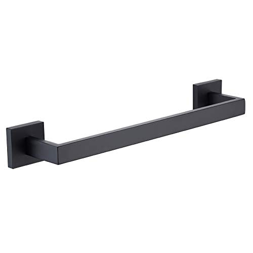 TASTOS Black Single Towel Bar 16-Inch Bathroom Towel Holder | SUS 304 Stainless Steel Towel Rack for Bathroom Wall Mounted, Heavy Duty Towel Rod for Bathroom Kitchen - color: Matte Black, size: 16 Inch