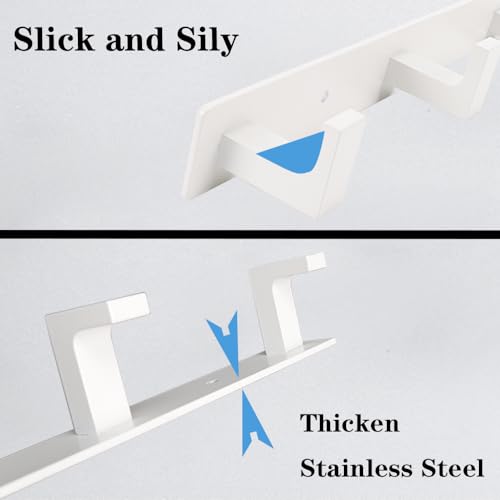 Coat Rack, Heavy Duty Stainless Steel 3 Tri Coat Hook Hanger, Wall Mounted Wall Hooks, Rustic Clothes Hook/Key Hook Rail for Bathroom Kitchen Entryway(2 Pack, 3 Hook White) - color: White, size: 3 Hook-2 Pcs