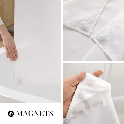 River Dream Cotton Blend Fabric Shower Curtain Set with Liner, White, 71x86 | Waffle Weave, No Hook Needed, with Snap in Replacement Liner, Top Sheer Window, Hotel Quality for Bathroom, Extra Long - color: White, size: 71"W x 86"L (Pack of 1)