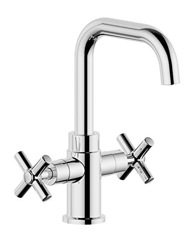 Bathroom Sink Faucet, 4 Inch Single Hole or 3 Hole Centerset Vanity Faucet, 2-Handle Handle Single Hole Bahroom Sink Faucet, Pop Up Drain Oil Rubbed Bronze Finish DF-1265CCH-ORB - color: Polished Chrome