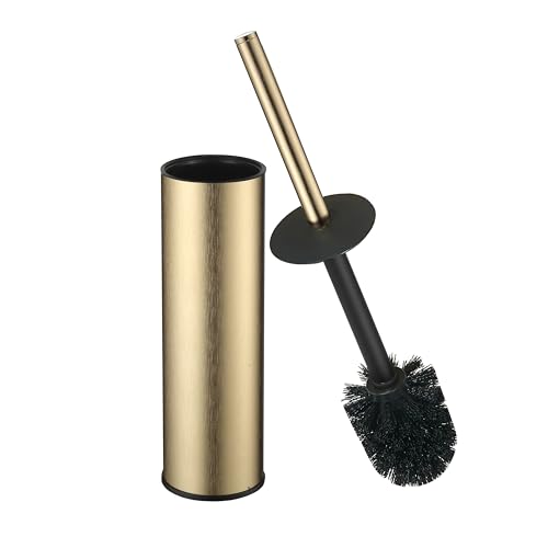 Toilet Brush and Holder Set Premium Material Toilet Bowl Cleaner Free Standing Toilet Bowl Brush and Holder Gold - color: Gold