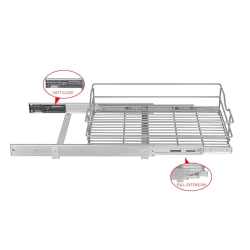 Pull Out Cabinet Organizer, (20½"W x 20" D), Soft Close Pull Out Cabient Drawer, Slide Out Cabient Organizer for pot and pan Kitchen Base Cabinet, Pantry Organization, Bathroom, Wire Basket - size: 1 Tier(20½"W x 20"D)