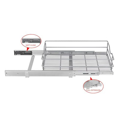 Pull Out Cabinet Organizer, (20½"W x 20" D), Soft Close Pull Out Cabient Drawer, Slide Out Cabient Organizer for pot and pan Kitchen Base Cabinet, Pantry Organization, Bathroom, Wire Basket - size: 1 Tier(20½"W x 20"D)