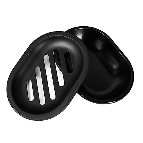 Topsky Soap Dish for Shower, 4pcs Dishes with Drip Tray, Bar Holder with Drain for Kitchen Sink, Keeps Soap Dry, Black - color: Black 4pcs