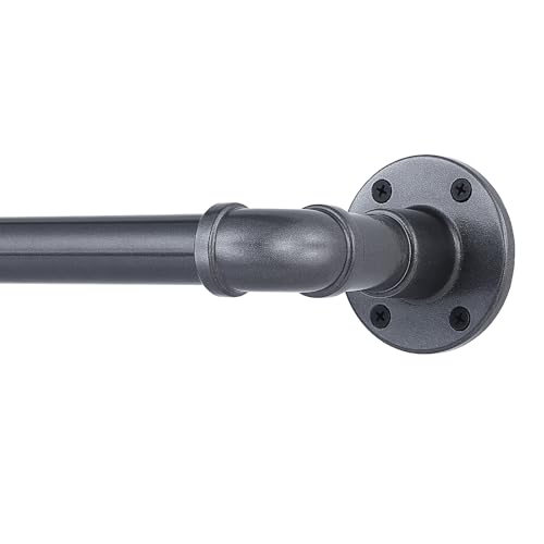 Industrial Curtain Rod Set with Brackets, 1 inch, 32-120, Grey, Rustic, Outdoor, Hanging - color: Grey, size: 30-120"