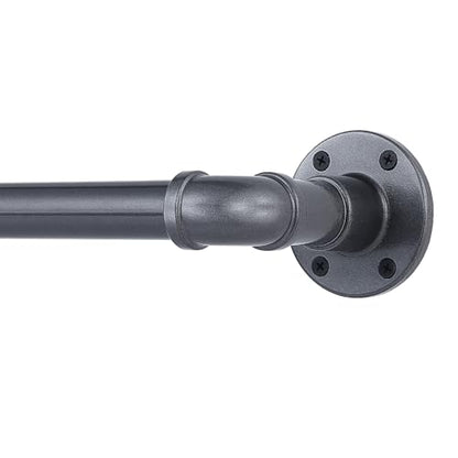 Industrial Curtain Rod Set with Brackets, 1 inch, 32-120, Grey, Rustic, Outdoor, Hanging - color: Grey, size: 30-120"