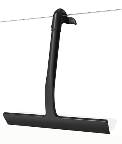 Shower Squeegee for Glass Doors, Hang Anywhere Silicone Shower Squeegee with Hook Design for Easy Hanging and Cleaning (Black) - color: Black