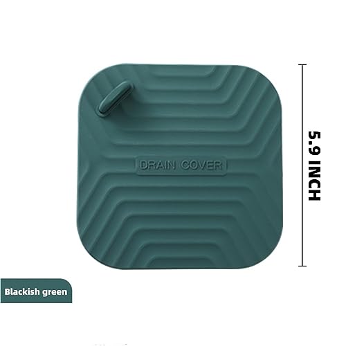 MAOYONG Shower Drain Cover Tub Stopper - Square Silicone Floor Drain Cover for Bathroom, Bathtub Stopper Drain Plug Cover, Kitchen Sink Drain Stopper 5.9 Inch Blackish Green 1PCS - color: Blackish Green