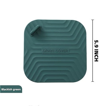 MAOYONG Shower Drain Cover Tub Stopper - Square Silicone Floor Drain Cover for Bathroom, Bathtub Stopper Drain Plug Cover, Kitchen Sink Drain Stopper 5.9 Inch Blackish Green 1PCS - color: Blackish Green