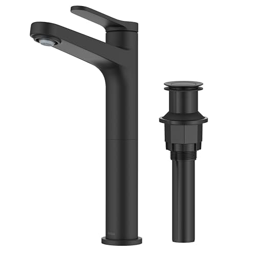KRAUS Indy Bathroom Faucet for Vessel Sink in Matte Black, KVF-1410MB - color: Matte Black, style: Vessel